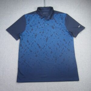 Nike Golf Polo Shirt Mens Medium Blue Camo Print Dri Fit Short Sleeve Athletic